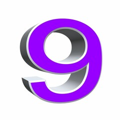 chiffre 9 violet arial