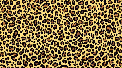 Seamless leopard print pattern showcasing rich black and brown spots on a golden yellow background.