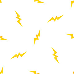 Yellow lightning bolts electrify a clean white backdrop in a dynamic seamless pattern