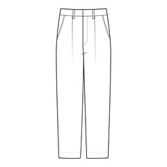 Classic Tailored Trousers with Side Pockets Technical Flat

