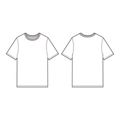 Basic T-Shirt Front and Back View Template for Fashion Design

