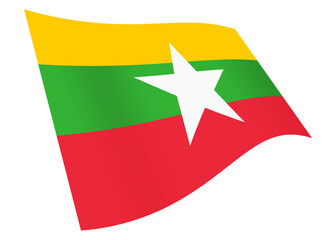 Myanmar waving flag graphic with clipping path