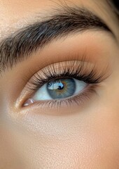 Obraz premium A woman's eye with lashes and a blue iris