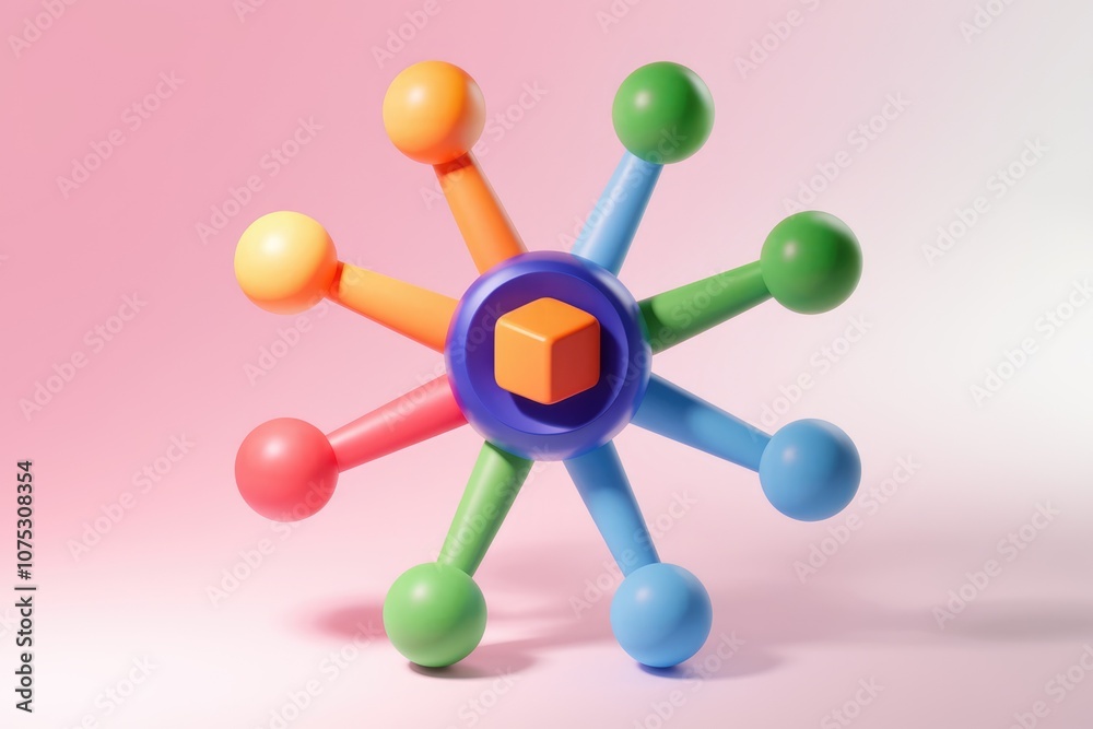 Aufkleber colorful 3d model of a star with a cube in the center.