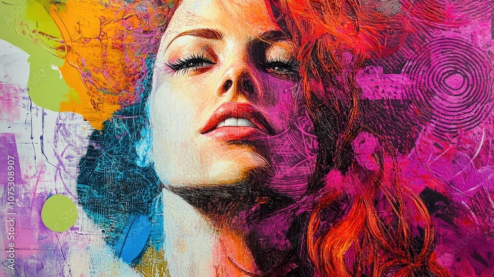 Poster dynamic mixed media artwork showcasing creative expression and vivid colors