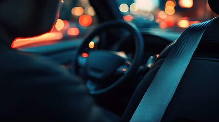 Naklejka premium Inside a Car at Night