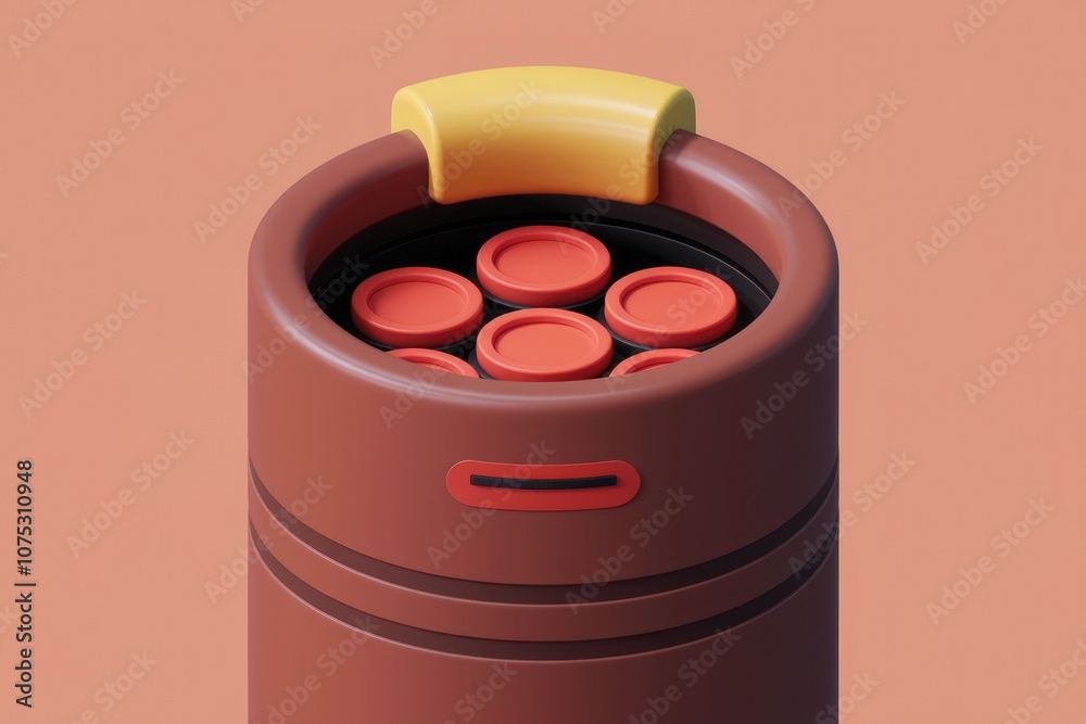 Aufkleber red and yellow cylinder with a handle and a small black line.