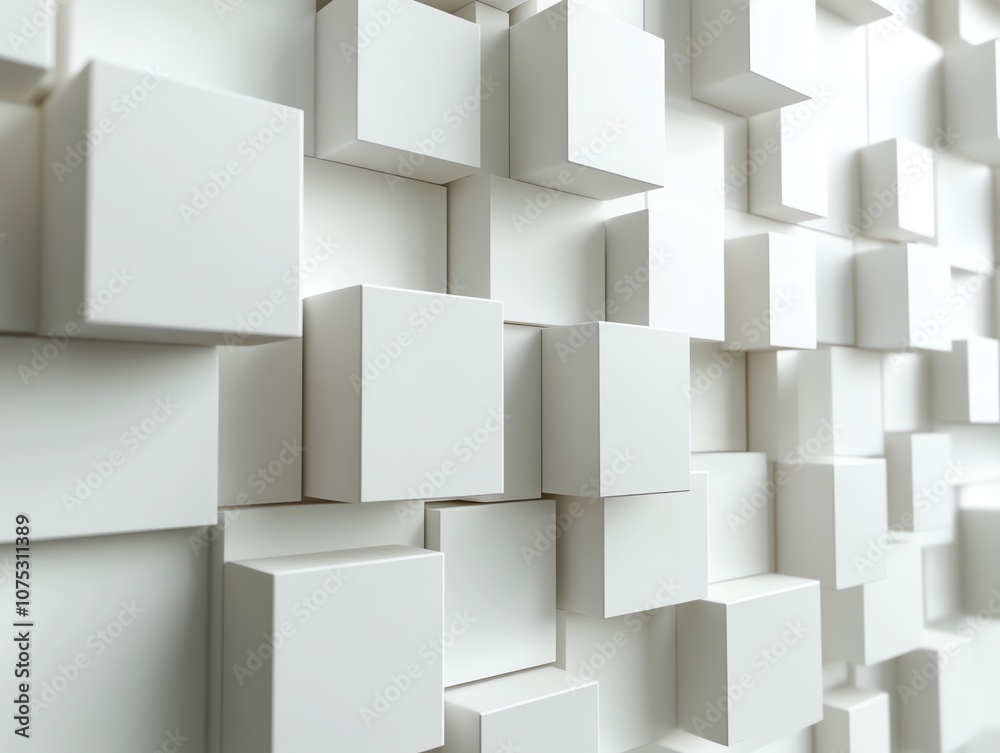 Aufkleber Abstract white cube wall pattern background texture.