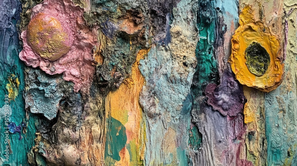 Aufkleber Abstract mixed media artwork combining various textures and colors to create a visually striking composition