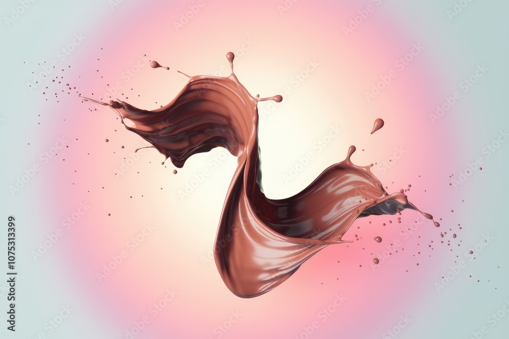 Aufkleber A splash of liquid chocolate  creating a dynamic  swirling pattern.