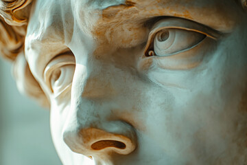 A masterful close-up of Michelangelo shaping the intricate details of David