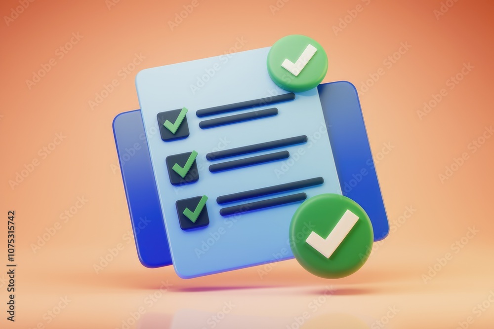 Aufkleber 3D rendering of a checklist with completed tasks
