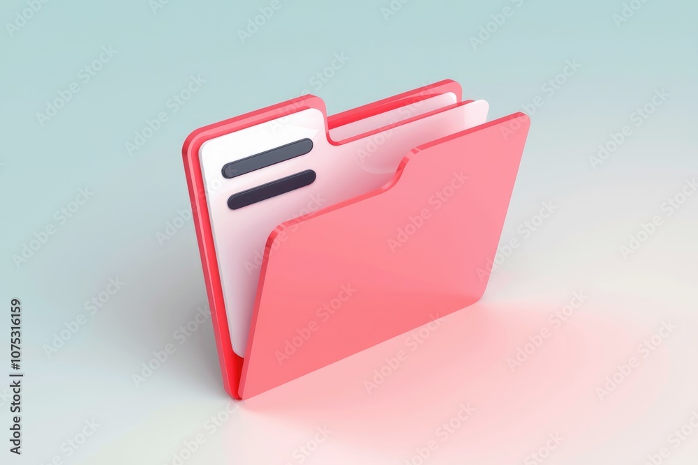 Poster 3d render of a pink folder icon with a white flap.
