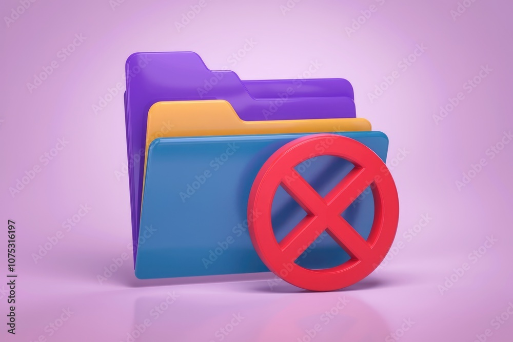 Poster A colorful folder icon with a red X symbol indicating deletion.