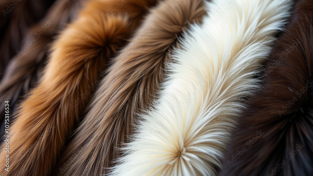 Poster a row of fur coats with different colors and textures