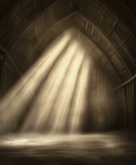 Enchanting Rays of Light in a Rustic Barn Interior Capturing Vintage Charm