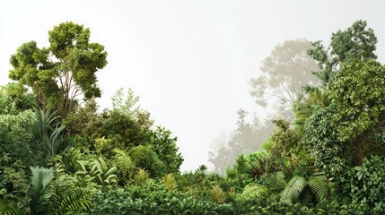 Obraz premium Sustainable Future: 3D Render of Lush Rainforest Teeming with Life Beside Deforested Area, Urging Biodiversity Conservation