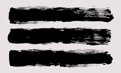 Brush strokes vector. Painted line and rectangle banner collection. Long and wide grunge background. Grain texture design elements