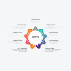 Round Cycle Business Infographic Design Template with 9 Options