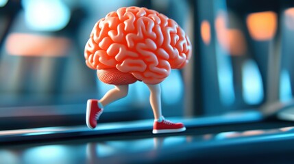 A brain running on a treadmill concept.