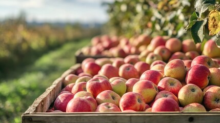 Freshly harvested organic apples in a rural setting