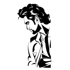 handsome guy, black and white background, minimalism, style