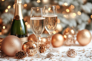 verre champagne, bouteille, bulles, trinquer, nouvel an, bonne année, 2025, fête, réveillon, résolutions, vœux, champagne, repas, décompte, tradition, famille, amis