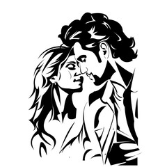 handsome guy, beautiful girl, black and white background, minimalism, style