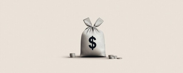 Obraz premium Minimalist finance with a clean money bag design featuring a distinct dollar symbol