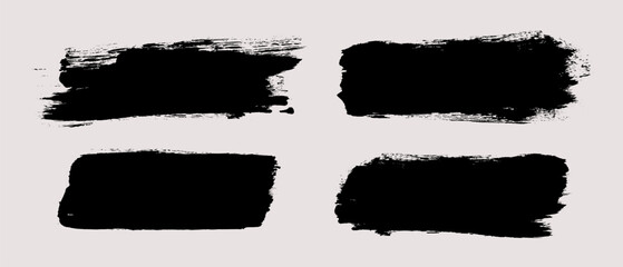 Brush strokes vector. Painted line and rectangle banner collection. Long and wide grunge background. Grain texture design elements