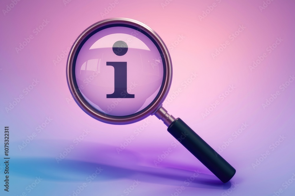 Aufkleber a magnifying glass with an info symbol inside suggesting a search for information.