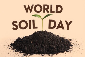 A small plant growing from a pile of soil with the words  World Soil Day  written above it.