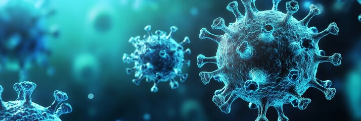 Close-Up of Ultra-Realistic Coronavirus with Blue Background. AI generated illustration