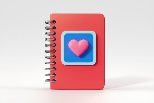 Naklejki A red notebook with a heart on the cover.