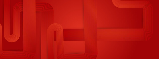 Red Simple Abstract Banner With Lines in a Geometric Style Ideal for Post, Background, Banner, Ad, Promo, Invitation, Etc