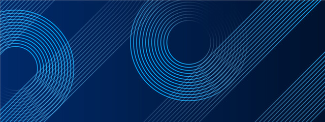 Blue Abstract Banner With Glowing Geometric Lines Ideal for Post, Background, Banner, Ad, Promo, Invitation, Etc