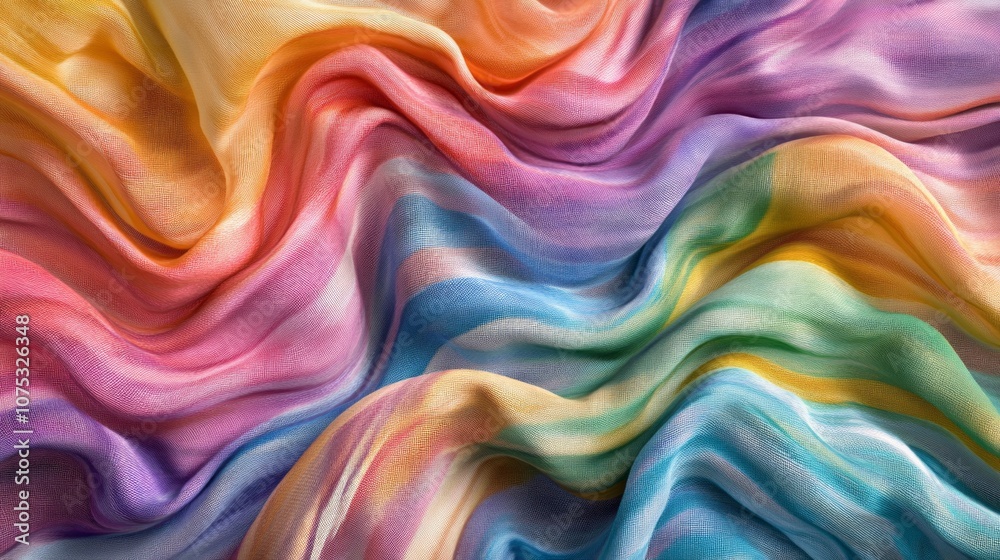 Poster a colorful piece of fabric with a rainbow pattern