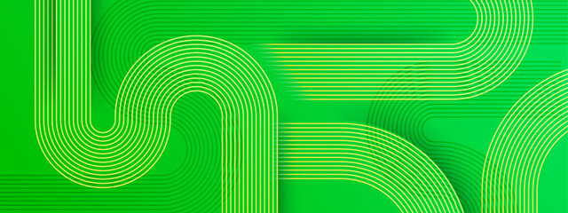 Green and Yellow Abstract Banner Geometric Lines Pattern Ideal for Post, Background, Banner, Ad, Promo, Invitation, Etc