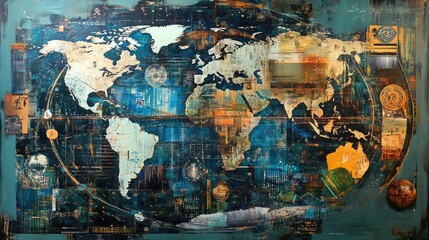 Technological Connections Across the Globe Mixed Media