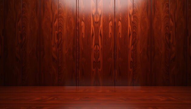 Polished mahogany wood background with smooth surface for product display