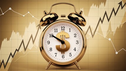 A golden alarm clock symbolizes time and money management, highlighting the importance of timely financial decisions.