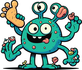 Obraz premium Friendly Monsters Color page, Big Eyes, Furry Friends, and Fun