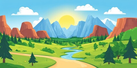 Obraz premium Sunny Valley Digital Illustration