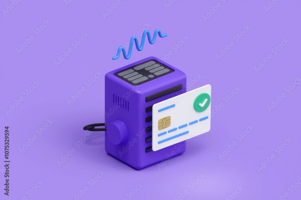 Poster secure server with a credit card attached indicating safe payment