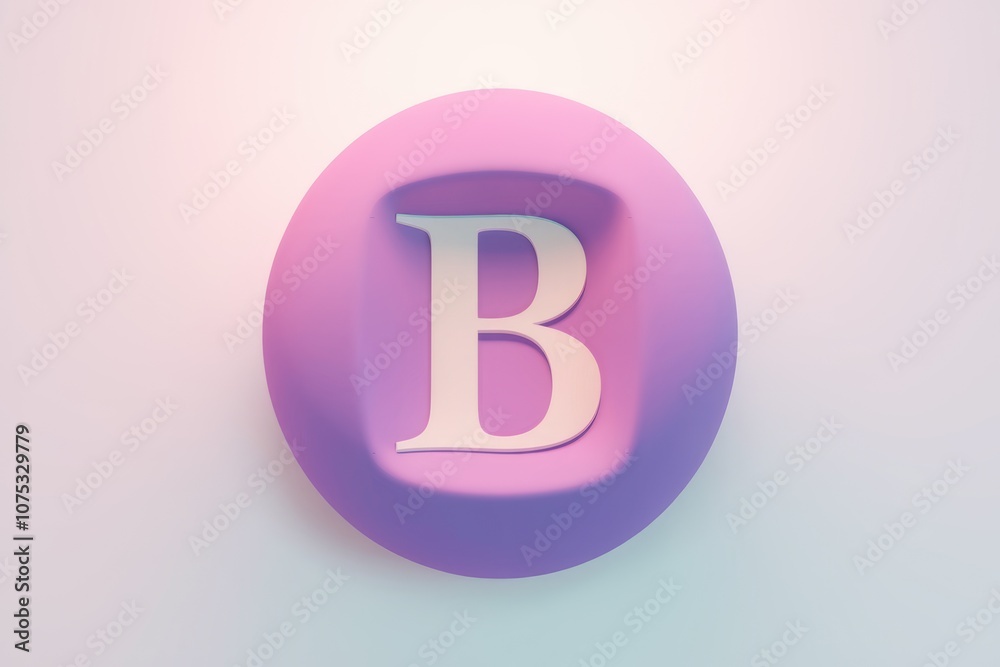 Poster a 3d render of the letter b in a circle.