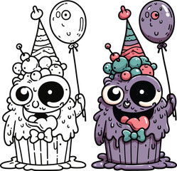 Friendly Monsters Color page, Big Eyes, Furry Friends, and Fun