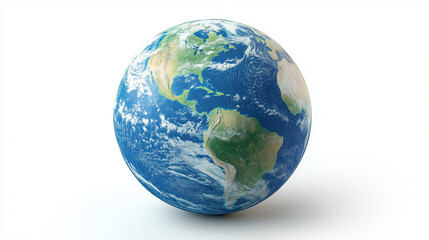 Fototapeta premium High quality depiction of Earth showcasing continents and oceans against a white background in a realistic and detailed view