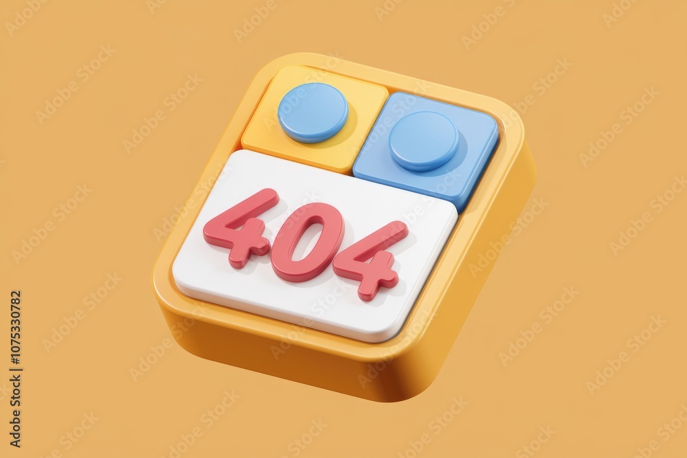 Poster a 3d illustration of a 404 error message.