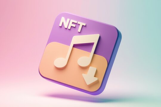 3D icon representing an NFT music download