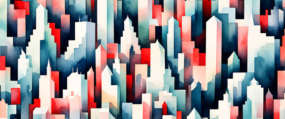 illustrazione sfondo con elementi di architettura urbana astratti a tema geometrico surreale